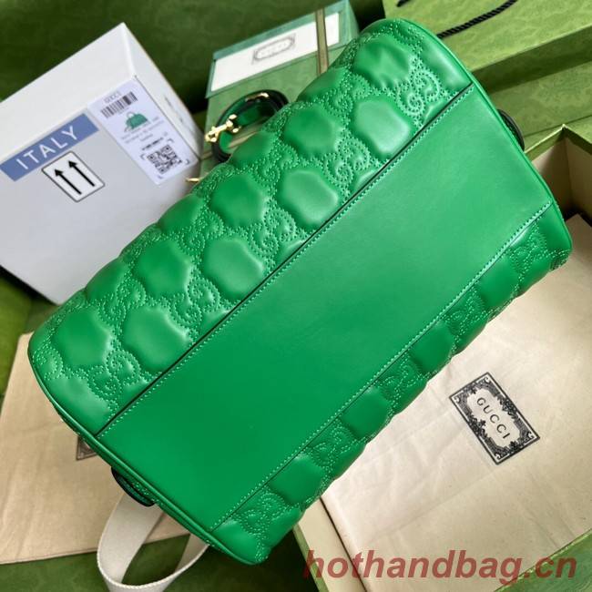 Gucci GG Matelasse leather top handle bag 702242 Bright green