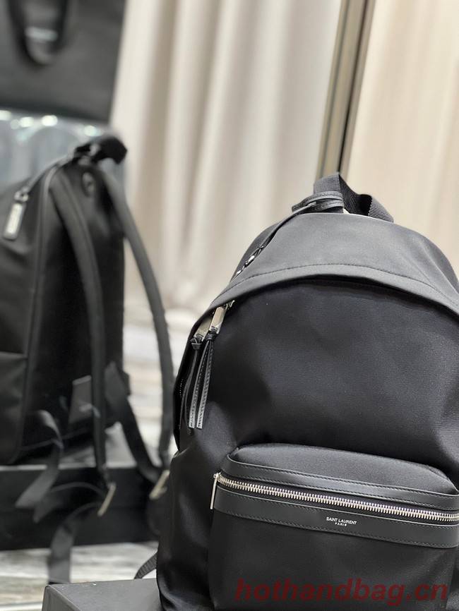 SAINT LAUREN CITY BACKPACK IN ECONYL SMOOTH LEATHER AND NYLON 534967 black