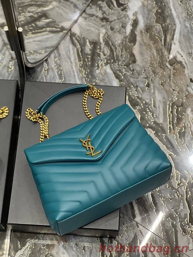 SAINT LAURENT LOULOU CHAIN BAG IN QUILTED Y LEATHER 487216 Lake blue