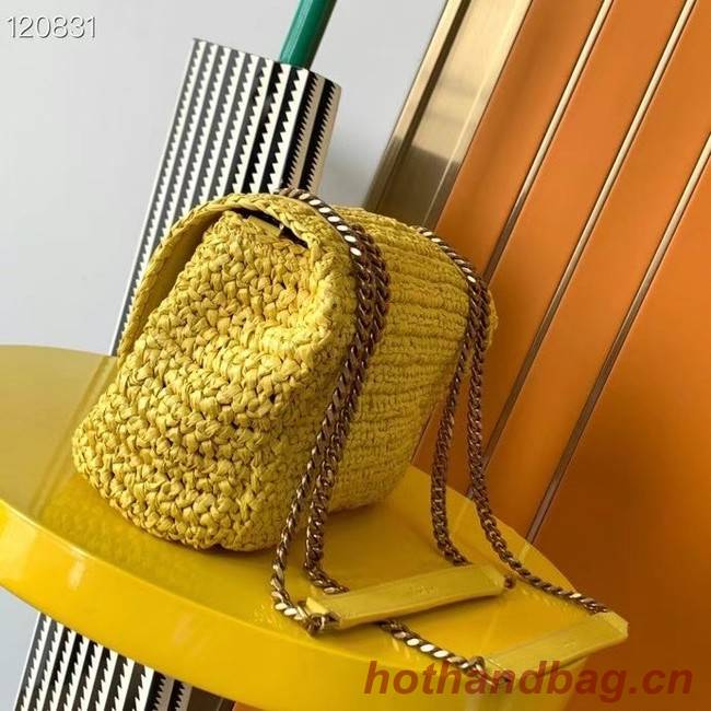 SAINT LAURENT NIKI MEDIUM CHAIN BAG IN RAFFIA 498894 yellow