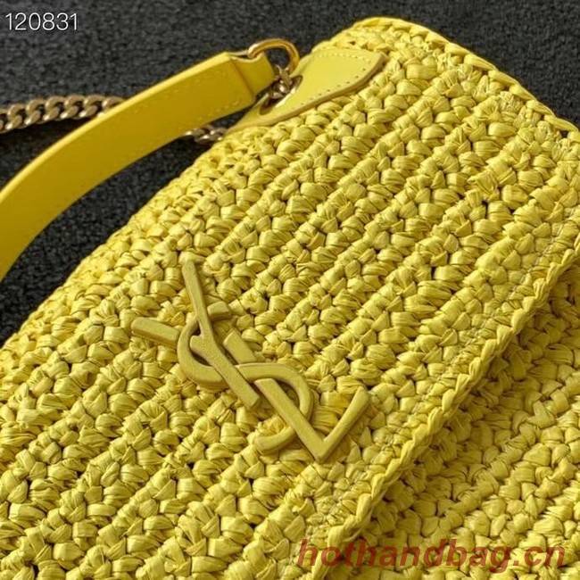 SAINT LAURENT NIKI MEDIUM CHAIN BAG IN RAFFIA 498894 yellow