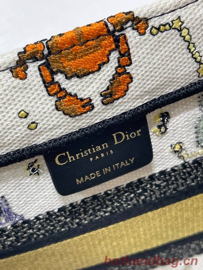 SMALL DIOR BOOK TOTE Latte Multicolor Dior Pixel Zodiac Embroidery M1265ZRTY