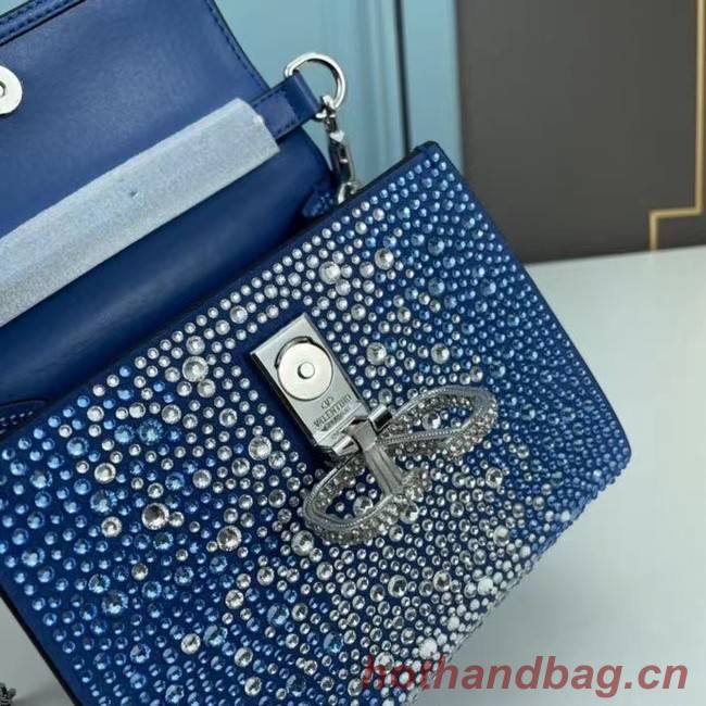 VALENTINO GARAVANI VSLING Shiny diamond Mini totebag XW2B1G9 Blue&silver-Tone Metal 