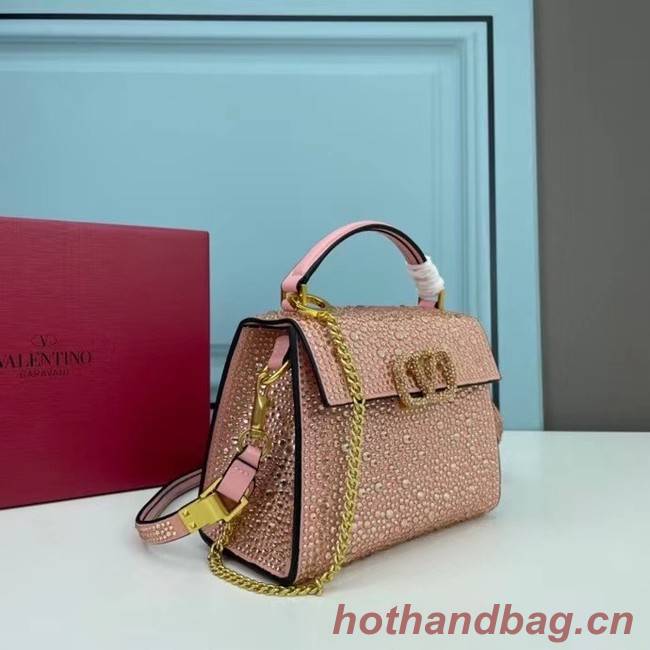 VALENTINO GARAVANI VSLING Shiny diamond Mini totebag XW2B1G9 pink&gold-Tone Metal