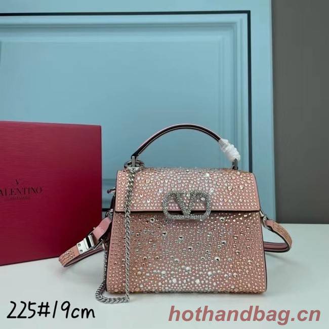 VALENTINO GARAVANI VSLING Shiny diamond Mini totebag XW2B1G9 pink&silver-Tone Metal