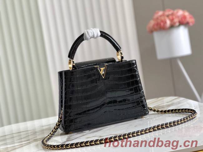 Louis Vuitton crocodile skin CAPUCINES BB M81190 black