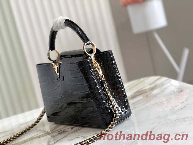 Louis Vuitton crocodile skin CAPUCINES BB M81190 black