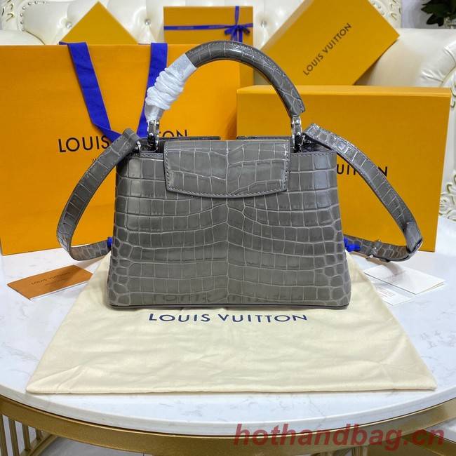 Louis Vuitton crocodile skin CAPUCINES BB M81190 dark gray