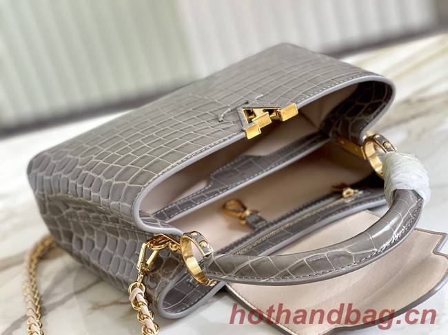 Louis Vuitton crocodile skin CAPUCINES BB M81190 gray