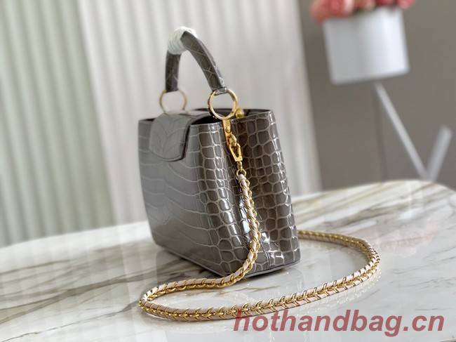 Louis Vuitton crocodile skin CAPUCINES BB M81190 gray