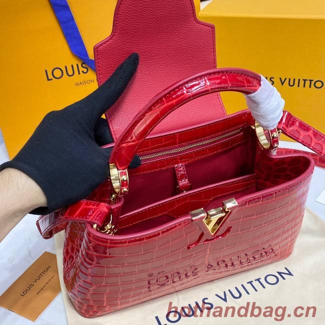 Louis Vuitton crocodile skin CAPUCINES BB M81190 red