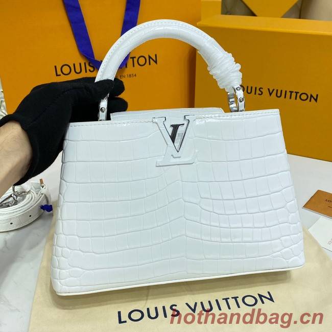 Louis Vuitton crocodile skin CAPUCINES BB M81190 white