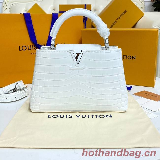 Louis Vuitton crocodile skin CAPUCINES BB M81190 white