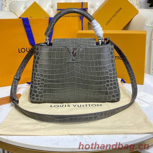 Louis Vuitton crocodile skin CAPUCINES M48866 dark gray