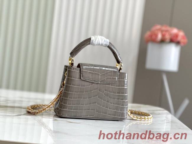 Louis Vuitton crocodile skin CAPUCINES MINI M81190 gray