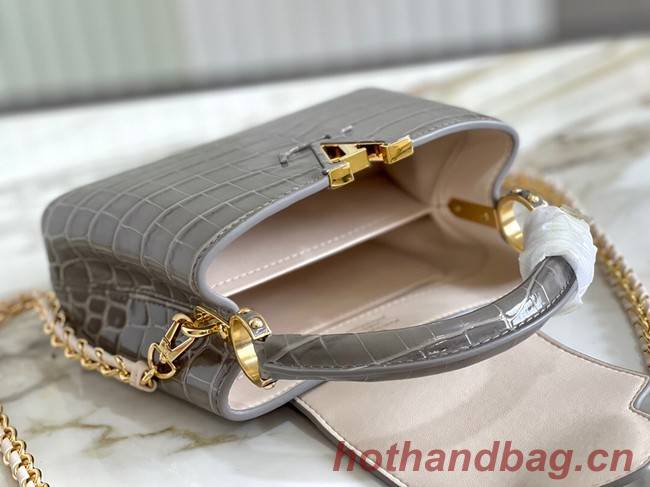 Louis Vuitton crocodile skin CAPUCINES MINI M81190 gray