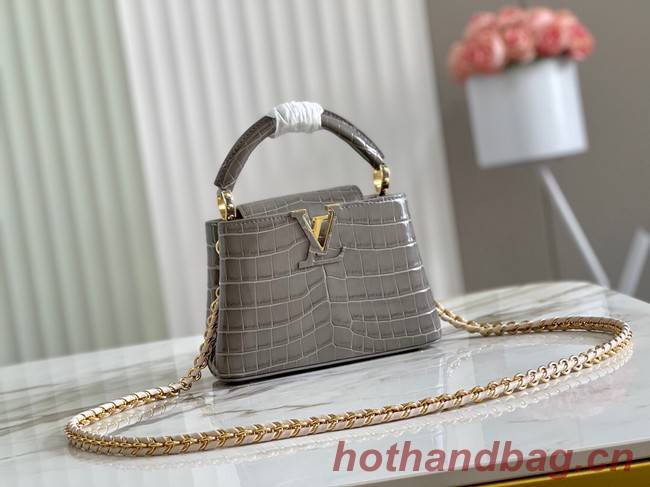 Louis Vuitton crocodile skin CAPUCINES MINI M81190 gray