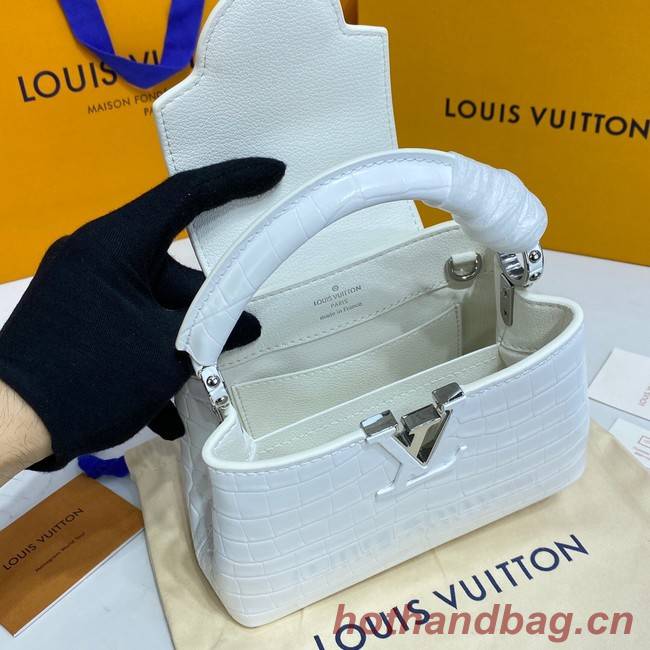 Louis Vuitton crocodile skin CAPUCINES MINI M81190 white