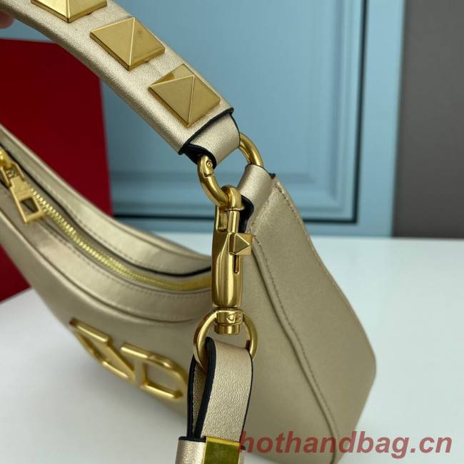 VALENTINO GARAVANI STUD SIGN Calf Leather Hobo bag 1W2B0K69 gold