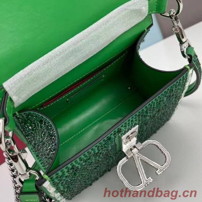 VALENTINO GARAVANI VSLING Shiny diamond Mini totebag XW2B1G9 green&silver-Tone Metal