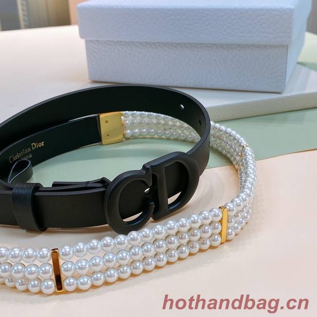 DIOR CARO PEARLS BELT 22 MM B0286UWFB black