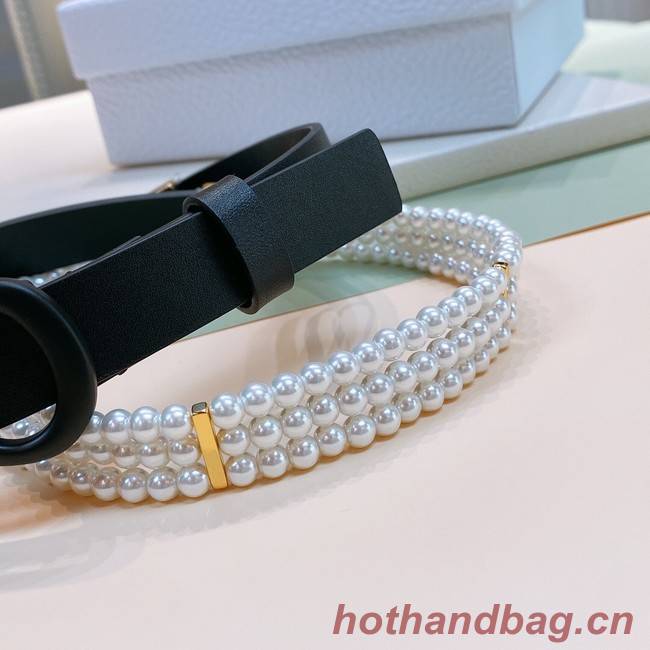 DIOR CARO PEARLS BELT 22 MM B0286UWFB black