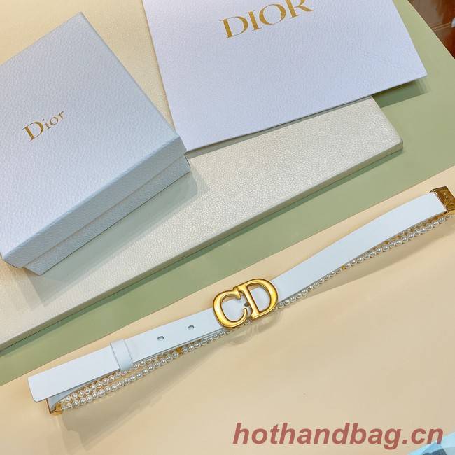 DIOR CARO PEARLS BELT 22 MM B0286UWFB white