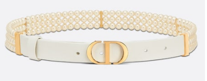 DIOR CARO PEARLS BELT 22 MM B0286UWFB white