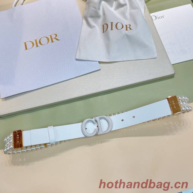 DIOR CARO PEARLS BELT 30 MM B0292UWFR white