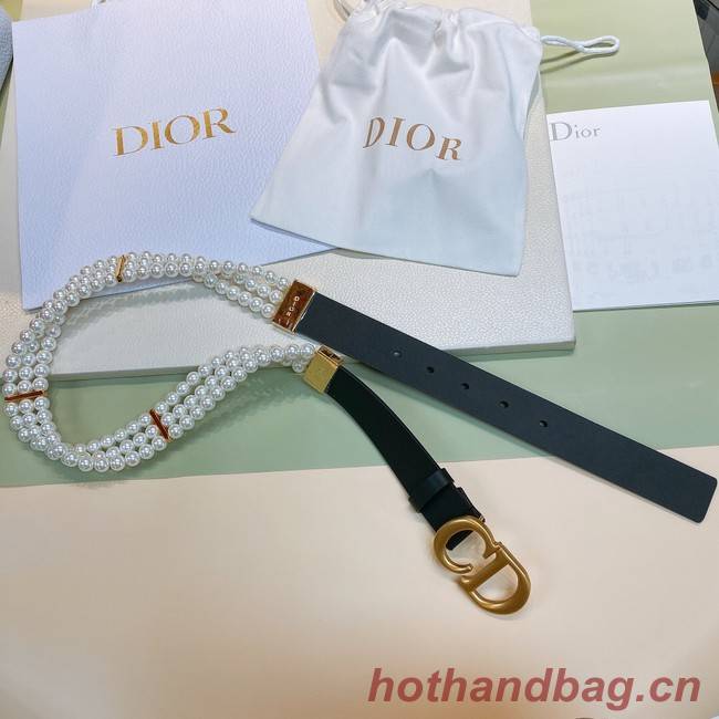 DIOR CARO PEARLS BELT 30 MM B0292UWFR black