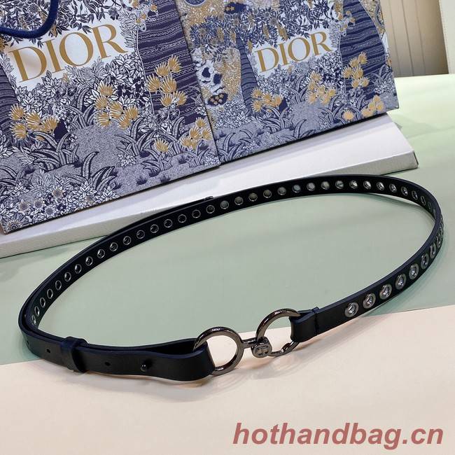 DIOR SHOW BELT Smooth Calfskin with Ruthenium-Finish Metal Eyelets 15 MM B0298BW