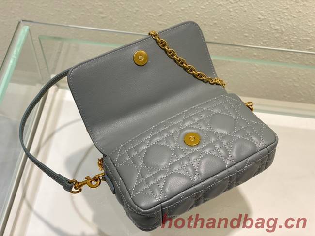 DIOR CARO POUCH WITH CHAIN Supple Cannage Calfskin S5125UWH Cloud Blue