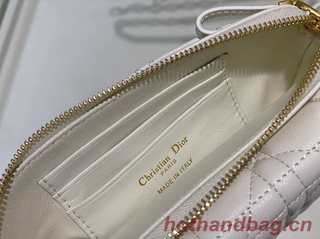 DIOR CARO POUCH WITH CHAIN Supple Cannage Calfskin S5125UWH white