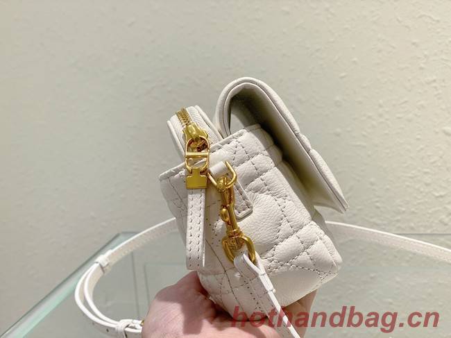 DIOR CARO POUCH WITH CHAIN Supple Cannage Calfskin S5125UWH white