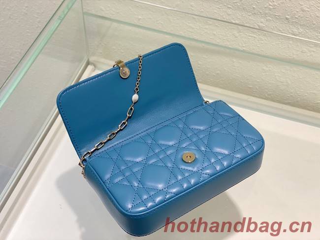 LADY DIOR PHONE POUCH Cannage Lambskin S0977O Cloud Blue