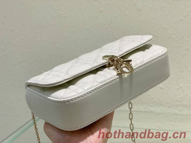 LADY DIOR PHONE POUCH Cannage Lambskin S0977O white