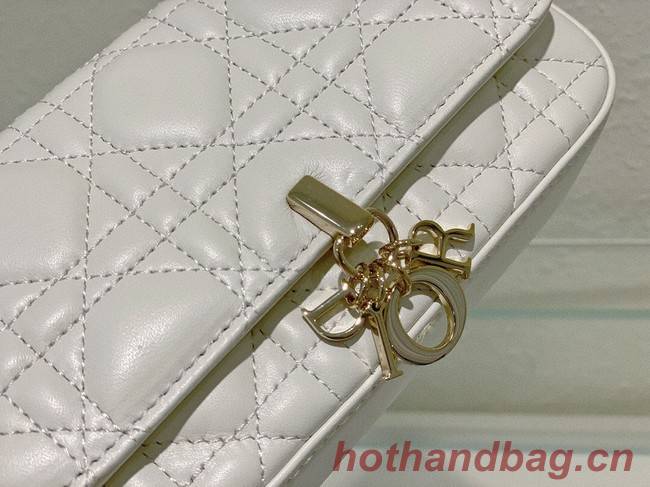 LADY DIOR PHONE POUCH Cannage Lambskin S0977O white