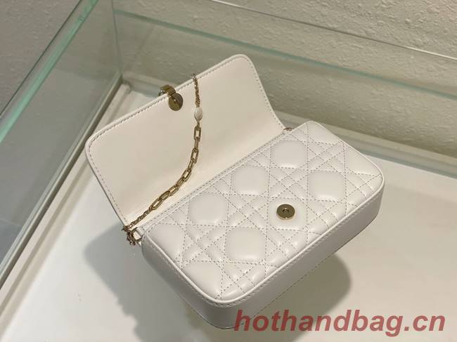 LADY DIOR PHONE POUCH Cannage Lambskin S0977O white