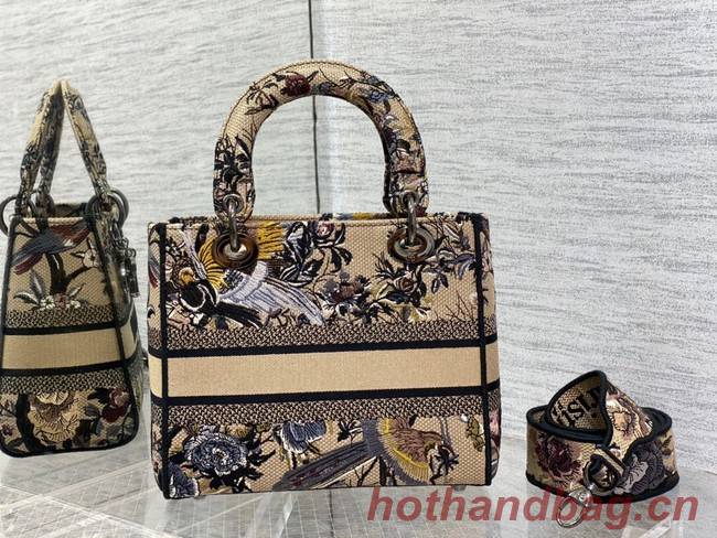 MEDIUM LADY D-LITE BAG Ecru Multicolor Dior Jardin d Hiver Embroidery M0566BRWD