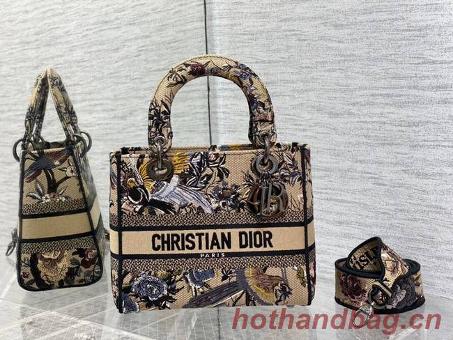 MEDIUM LADY D-LITE BAG Ecru Multicolor Dior Jardin d Hiver Embroidery M0566BRWD