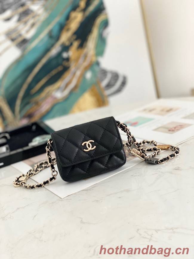 Chanel MINI BELT BAG Gold-Tone Metal 81161 BLACK