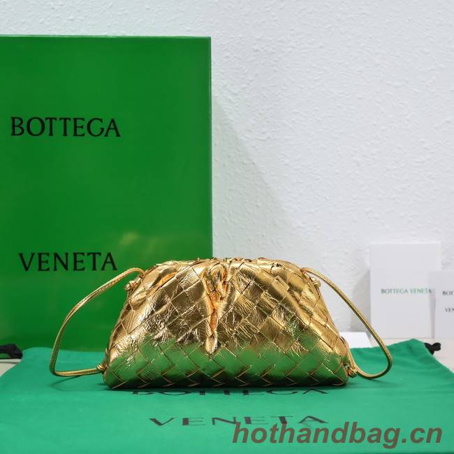 Bottega Veneta Mini intrecciato leather clutch with strap 585852 gold