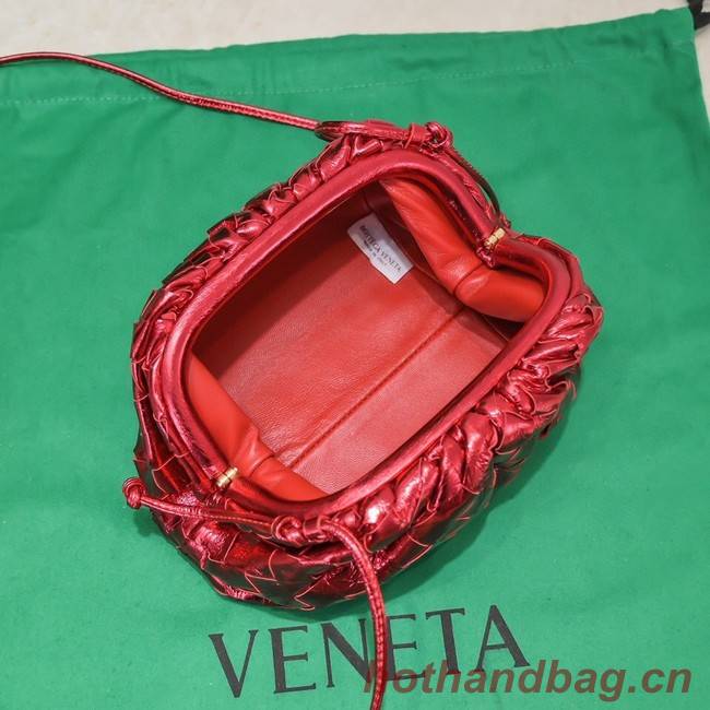 Bottega Veneta Mini intrecciato leather clutch with strap 585852 red