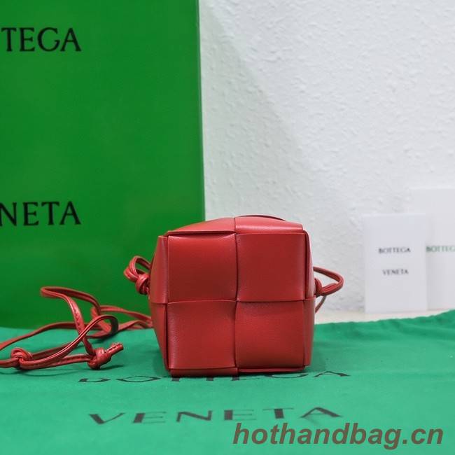 Bottega Veneta Mini intreccio leather crossbody bucket bag 680217 red