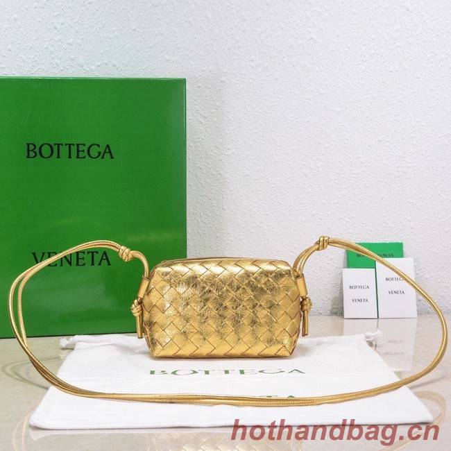 Bottega Veneta Mini intrecciato leather cross-body bag 680254 gold