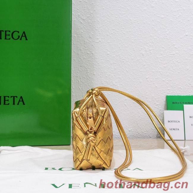 Bottega Veneta Mini intrecciato leather cross-body bag 680254 gold