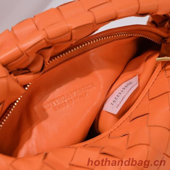 Bottega Veneta Mini intrecciato leather top handle bag 651876 Tangerine