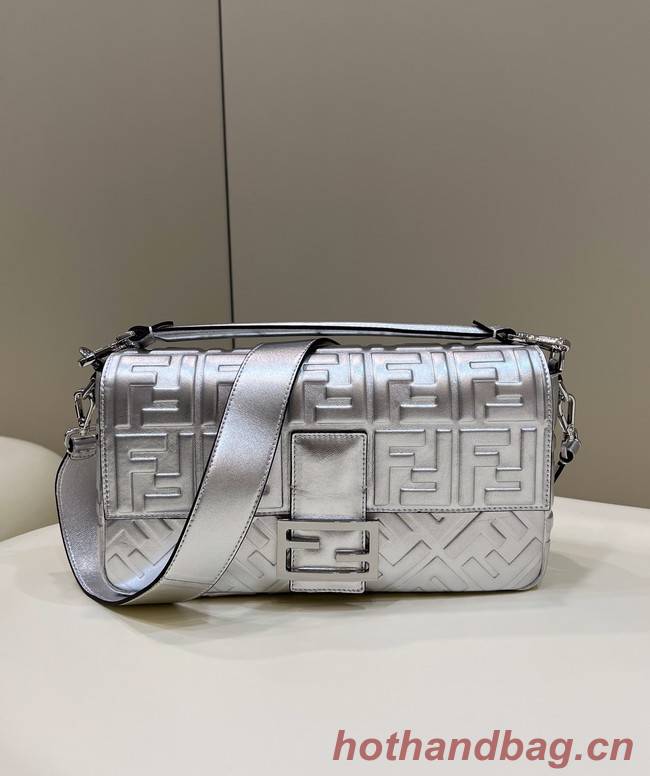 Fendi Baguette Large leather bag 8BR771A silver