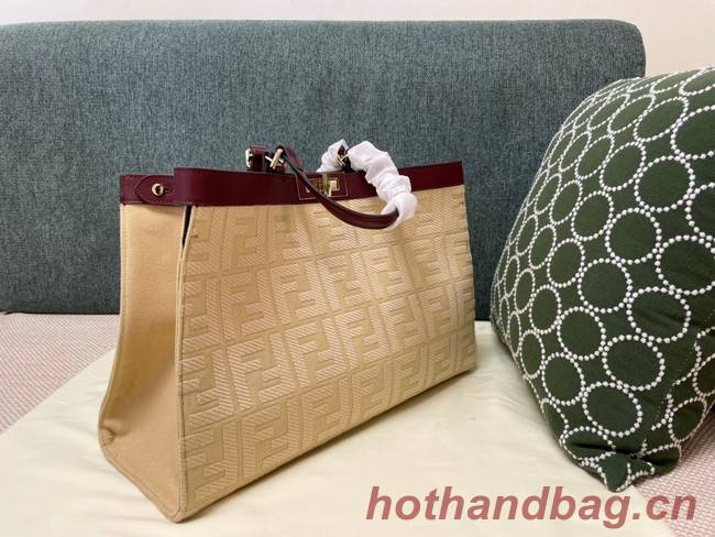 Fendi X-Tote houndstooth wool shopper with FF embroidery 8BH374A Beige