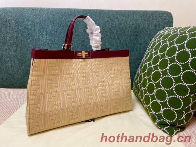 Fendi X-Tote houndstooth wool shopper with FF embroidery 8BH374A Beige